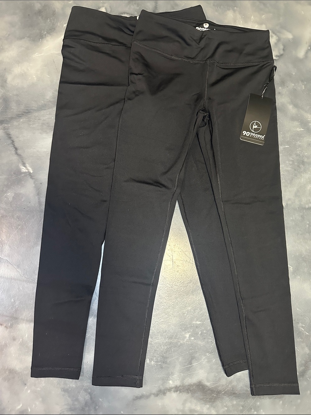 90 Degrees by Reflex Performance High Waist Black Yoga Leggings Lot of 2 Size M